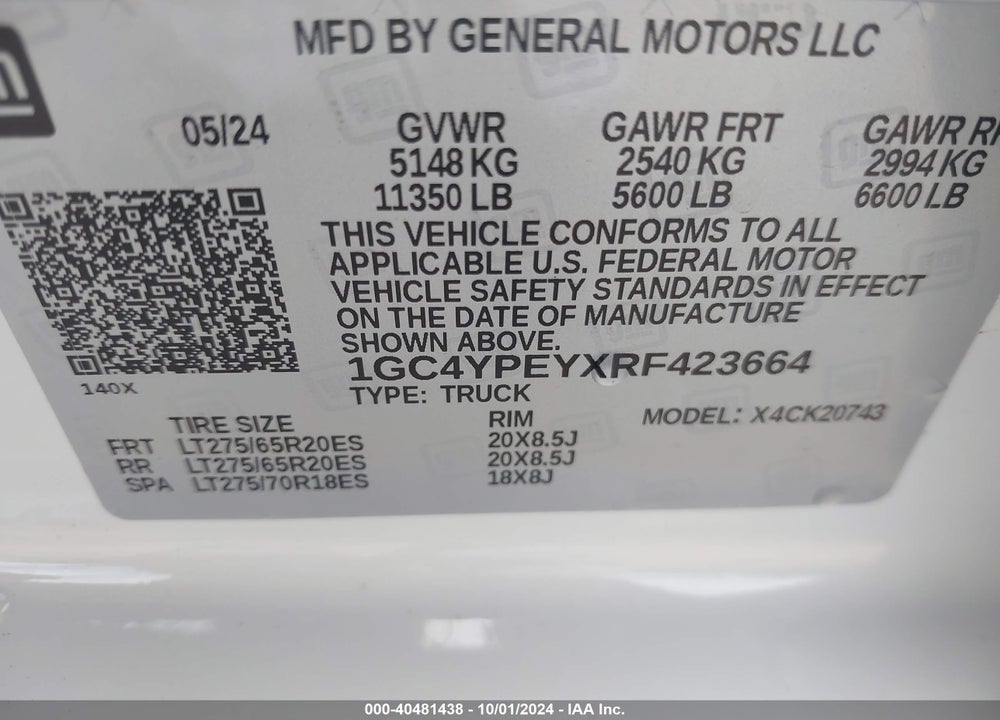 2024 CHEVROLET SILVERADO 2500HD 4WD STANDARD BED LTZ VIN: 1GC4YPEYXRF423664