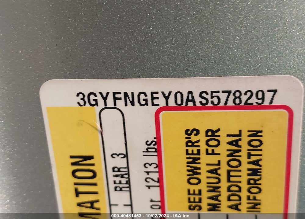 2010 CADILLAC SRX STANDARD VIN: 3GYFNGEY0AS578297