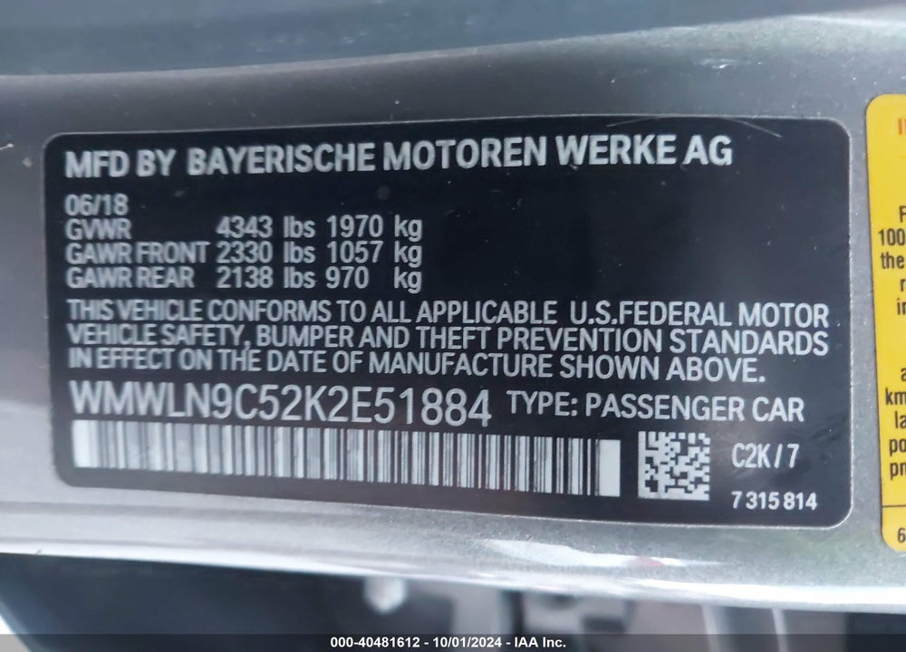 2019 MINI CLUBMAN COOPER S VIN: WMWLN9C52K2E51884
