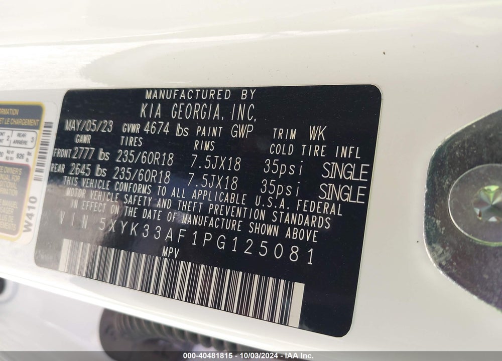 2023 KIA SPORTAGE EX VIN: 5XYK33AF1PG125081