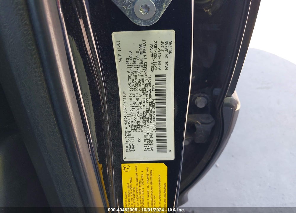 2002 LEXUS RX 300 VIN: JTJGF10U920125374