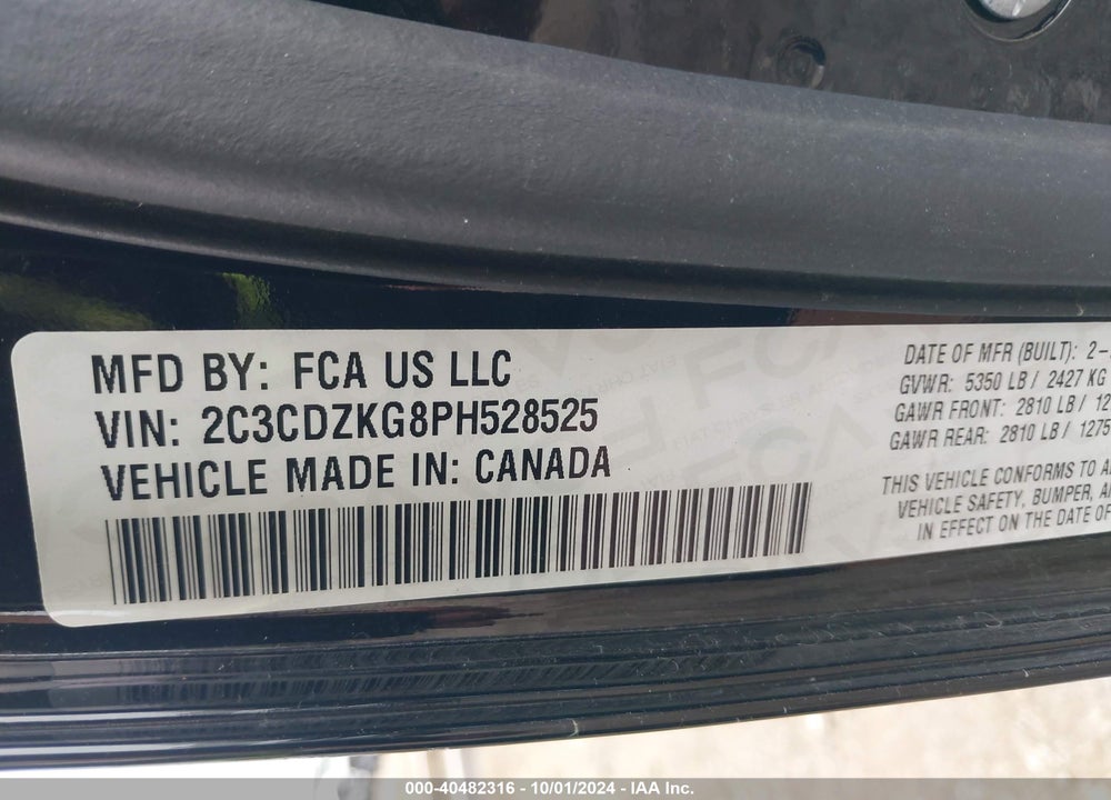 2023 DODGE CHALLENGER GT AWD VIN: 2C3CDZKG8PH528525