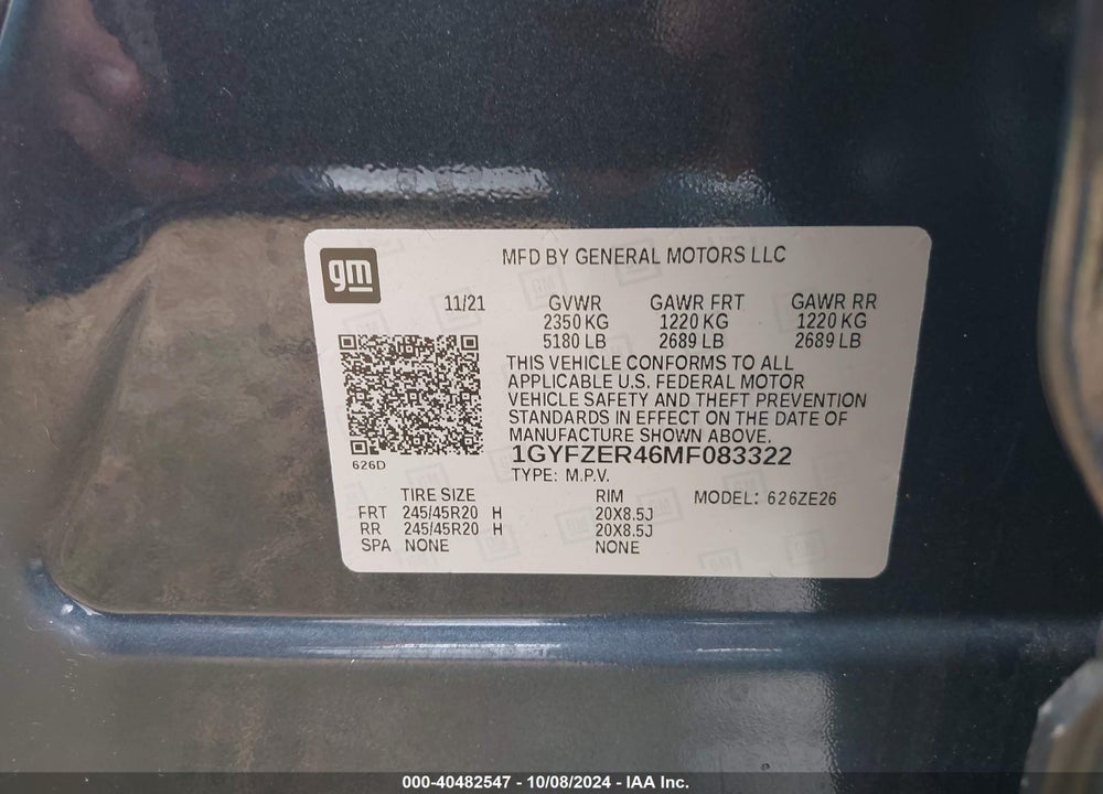 2021 CADILLAC XT4 FWD SPORT VIN: 1GYFZER46MF083322