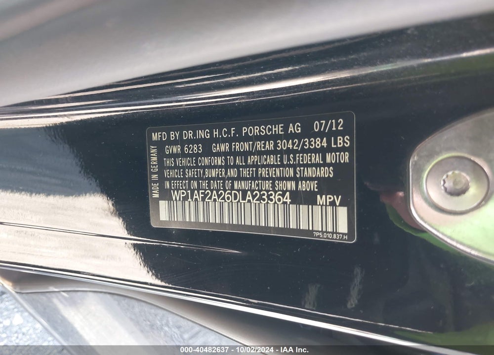 2013 PORSCHE CAYENNE DIESEL VIN: WP1AF2A26DLA23364