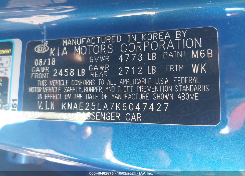 2019 KIA STINGER PREMIUM VIN: KNAE25LA7K6047427
