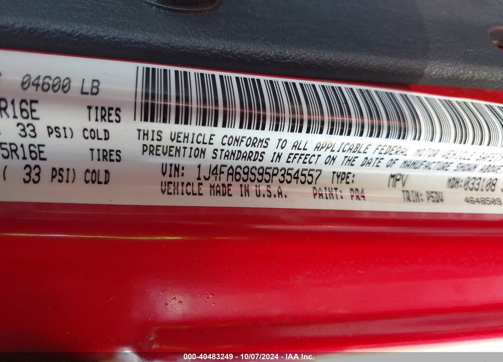 2005 JEEP WRANGLER / VIN: 1J4FA69S95P354557