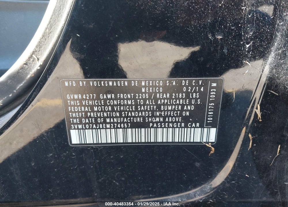 2014 VOLKSWAGEN JETTA 1.8T SEL VIN: 3VWL07AJ8EM274657