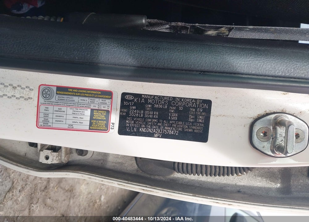 2018 KIA SOUL VIN: KNDJN2A2XJ7578472