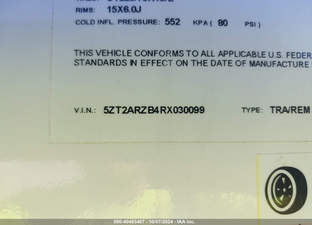 2024 FOREST RIVER AURORA SKY SERIES 34 VIN: 5ZT2ARZB4RX030099