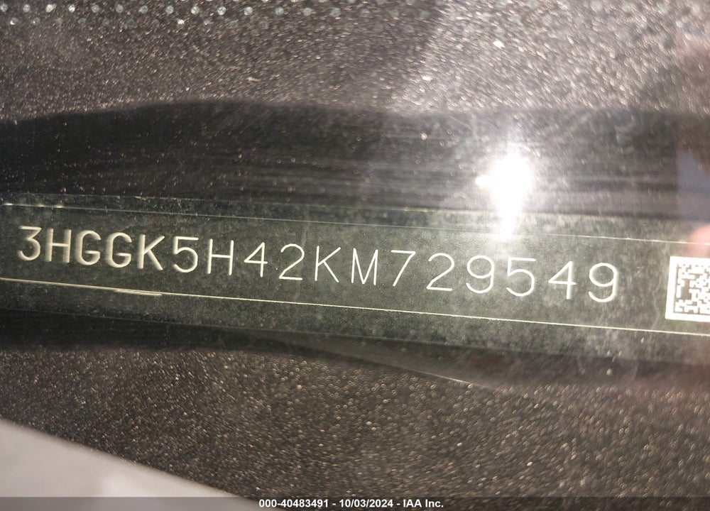 2019 HONDA FIT LX VIN: 3HGGK5H42KM729549