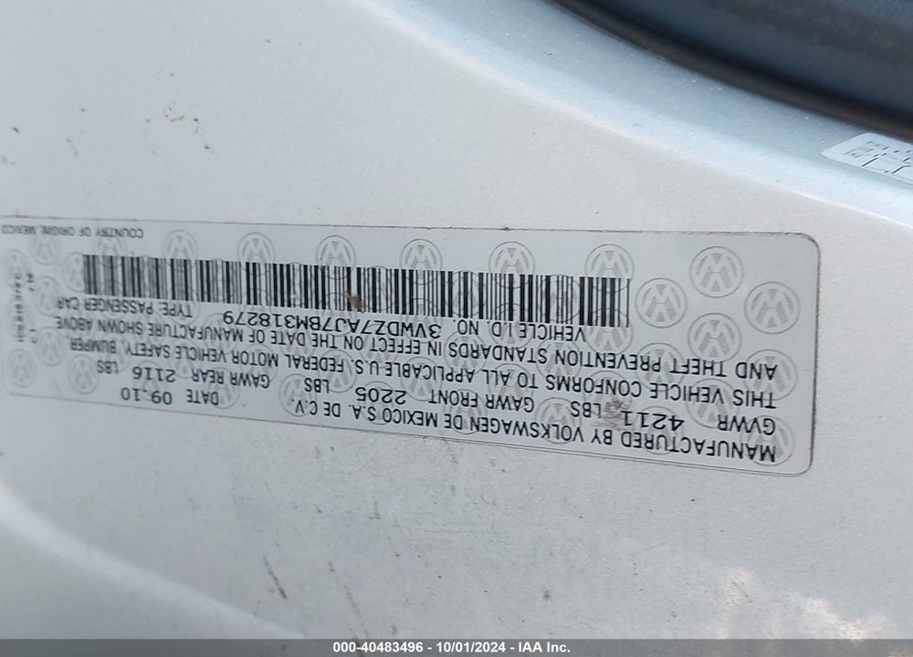 2011 VOLKSWAGEN JETTA 2.5L SE VIN: 3VWDZ7AJ7BM318279