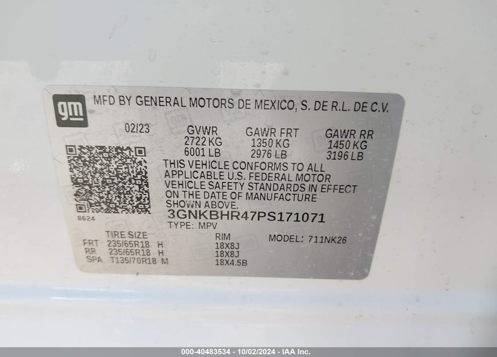 2023 CHEVROLET BLAZER AWD 2LT VIN: 3GNKBHR47PS171071