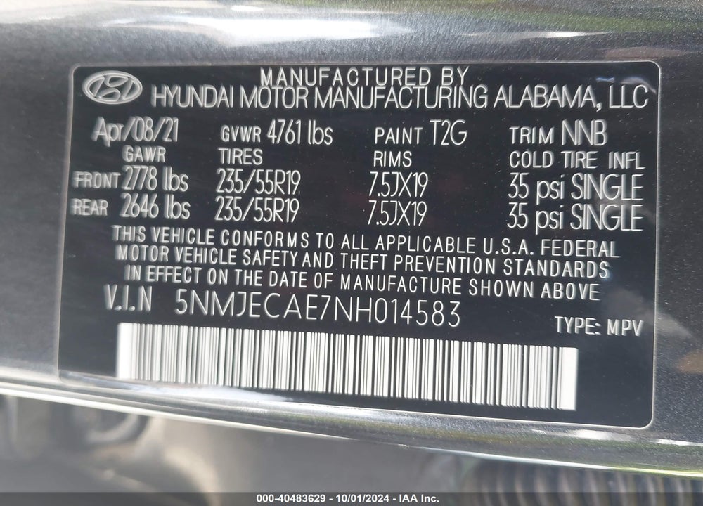 2022 HYUNDAI TUCSON LIMITED VIN: 5NMJECAE7NH014583