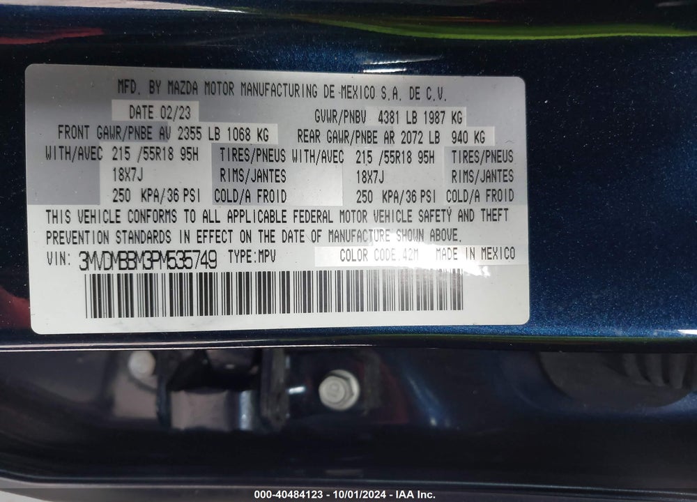2023 MAZDA CX-30 2.5 S SELECT VIN: 3MVDMBBM3PM535749