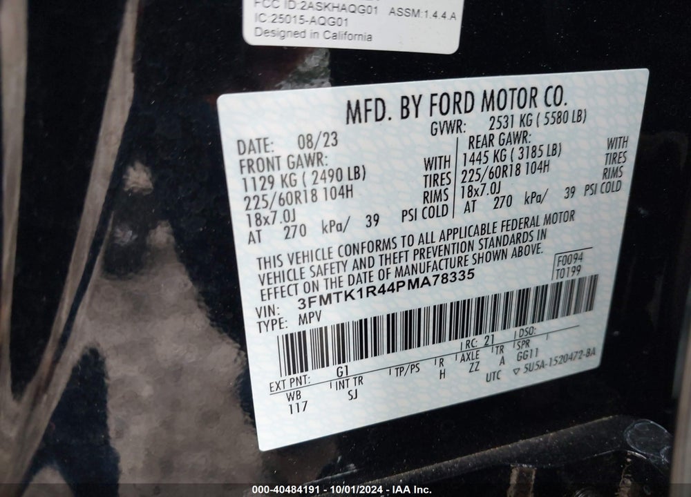 2023 FORD MUSTANG MACH-E SELECT VIN: 3FMTK1R44PMA78335