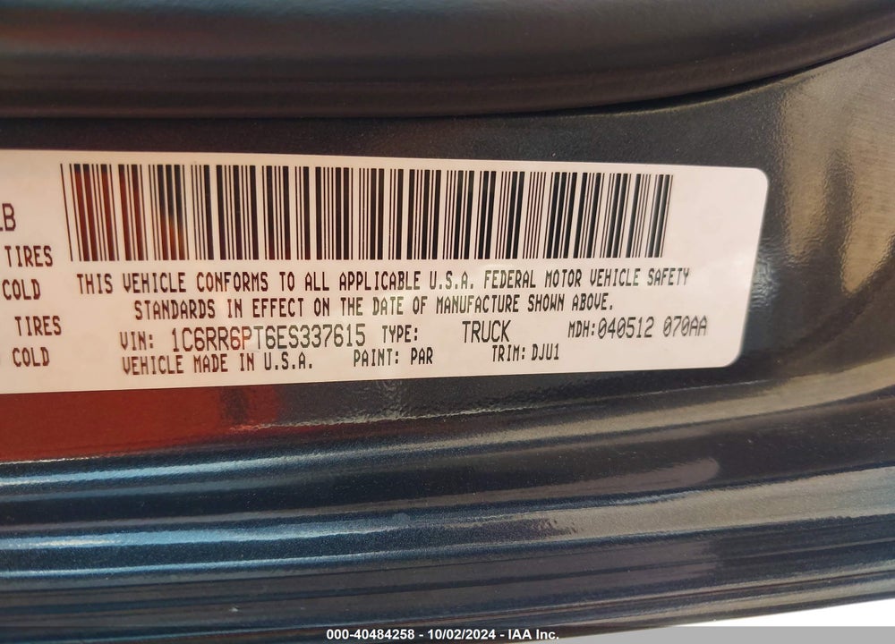 2014 RAM 1500 LONGHORN VIN: 1C6RR6PT6ES337615