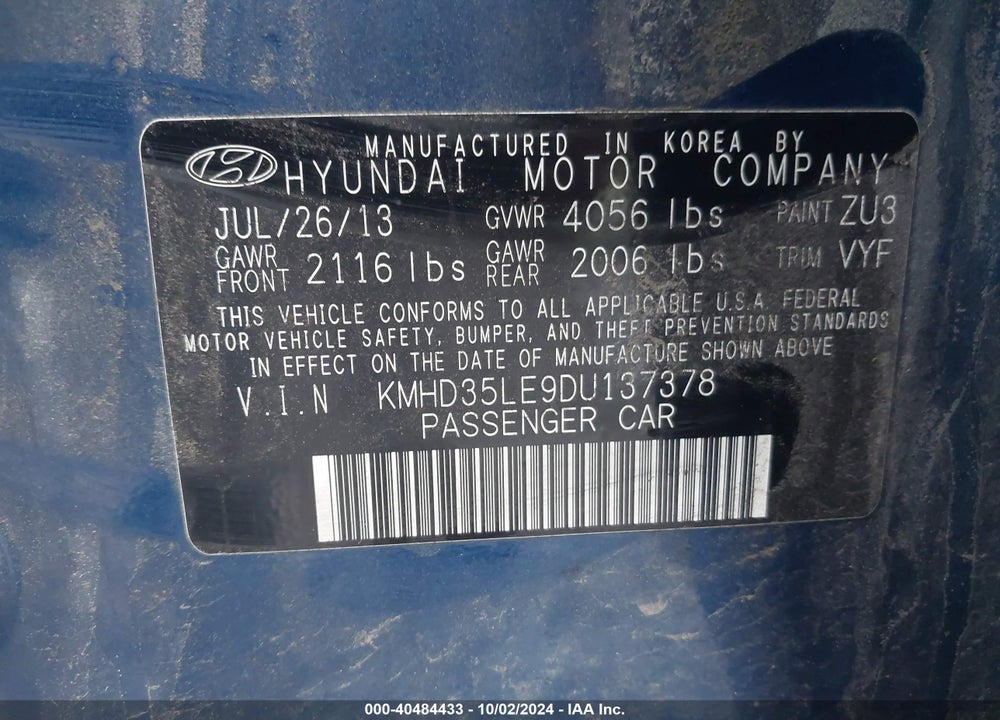 2013 HYUNDAI ELANTRA GT VIN: KMHD35LE9DU137378