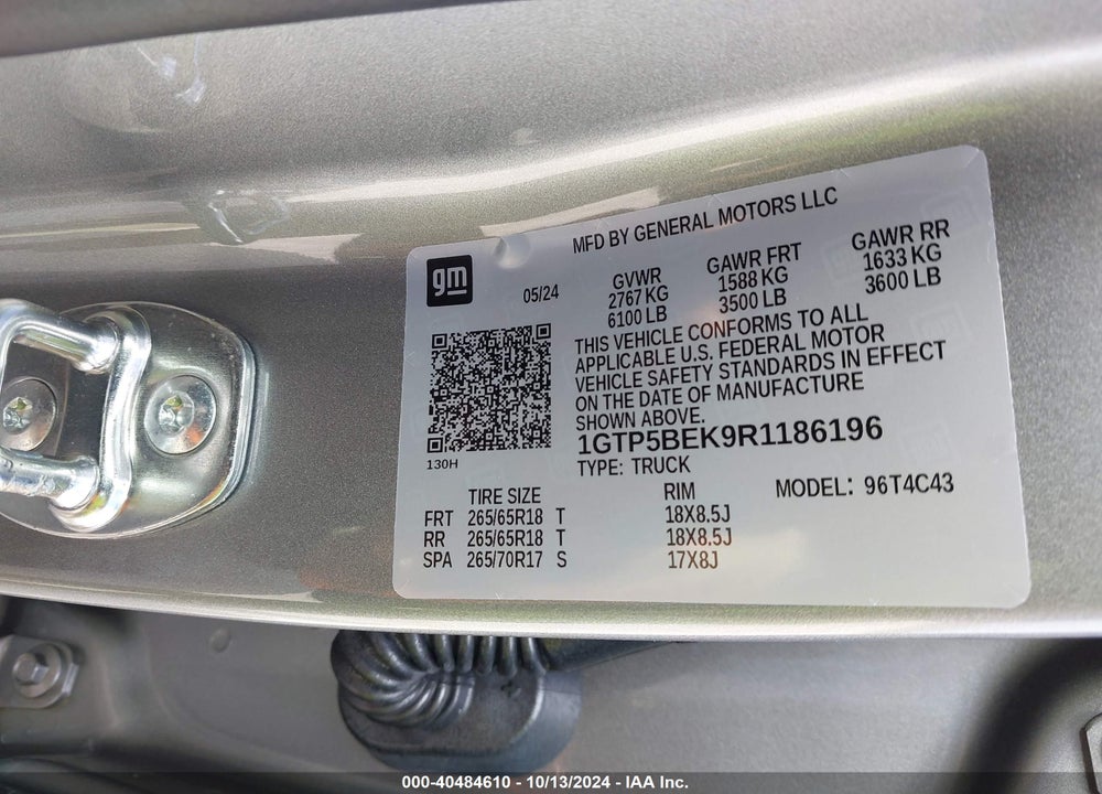 2024 GMC CANYON 2WD ELEVATION VIN: 1GTP5BEK9R1186196