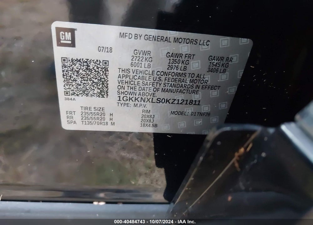 2019 GMC ACADIA DENALI VIN: 1GKKNXLS0KZ121811