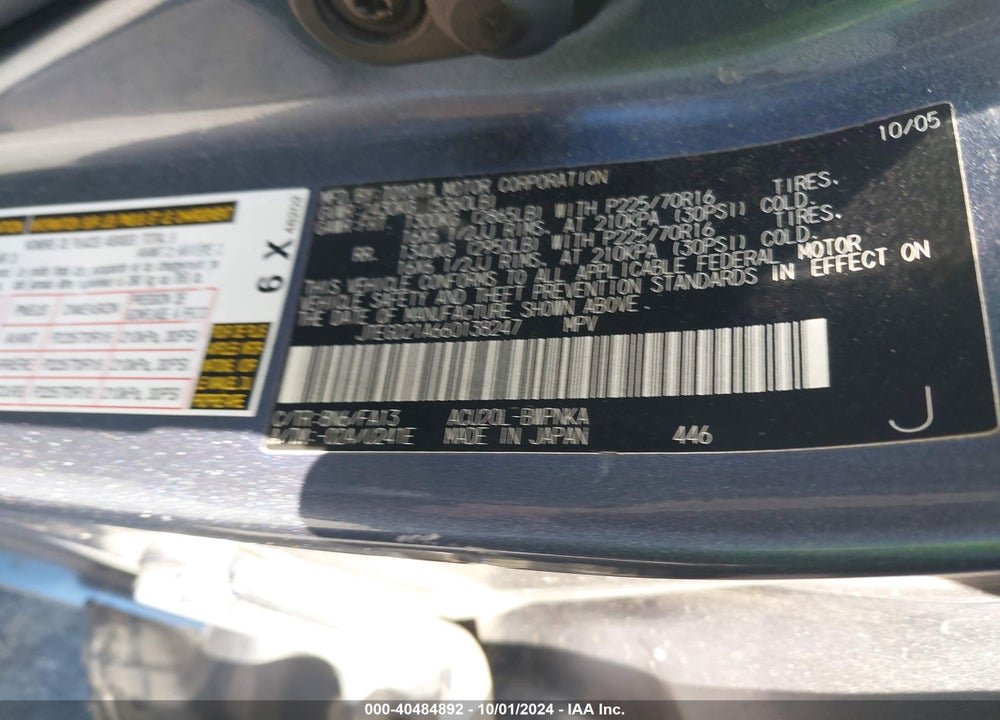 2006 TOYOTA HIGHLANDER VIN: JTEGD21A660138247