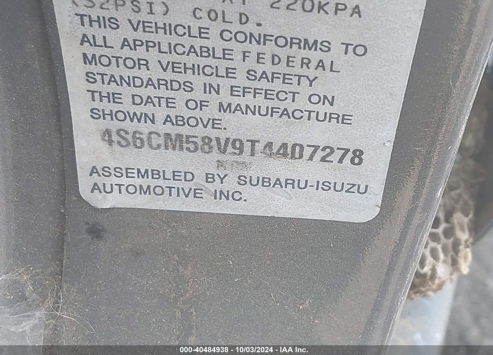 1996 HONDA PASSPORT EX/LX VIN: 4S6CM58V9T4407278