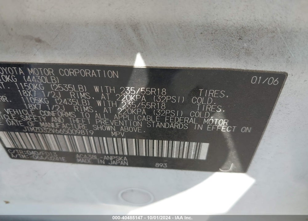 2006 TOYOTA RAV4 SPORT VIN: JTMZD32V665009819