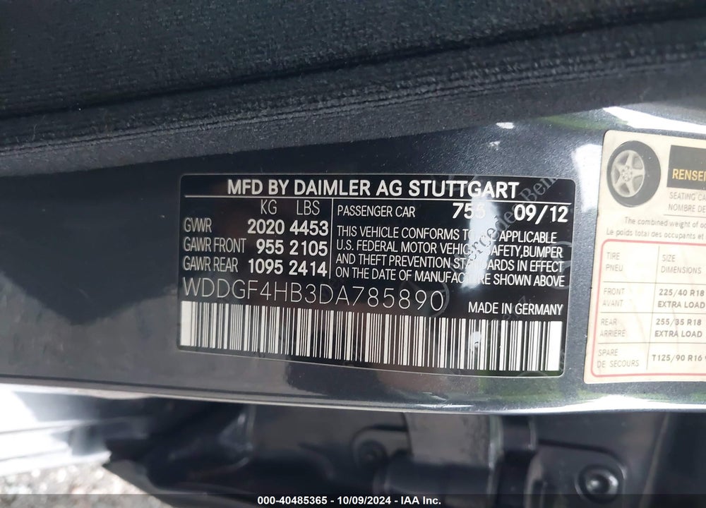 2013 MERCEDES-BENZ C 250 LUXURY/SPORT VIN: WDDGF4HB3DA785890