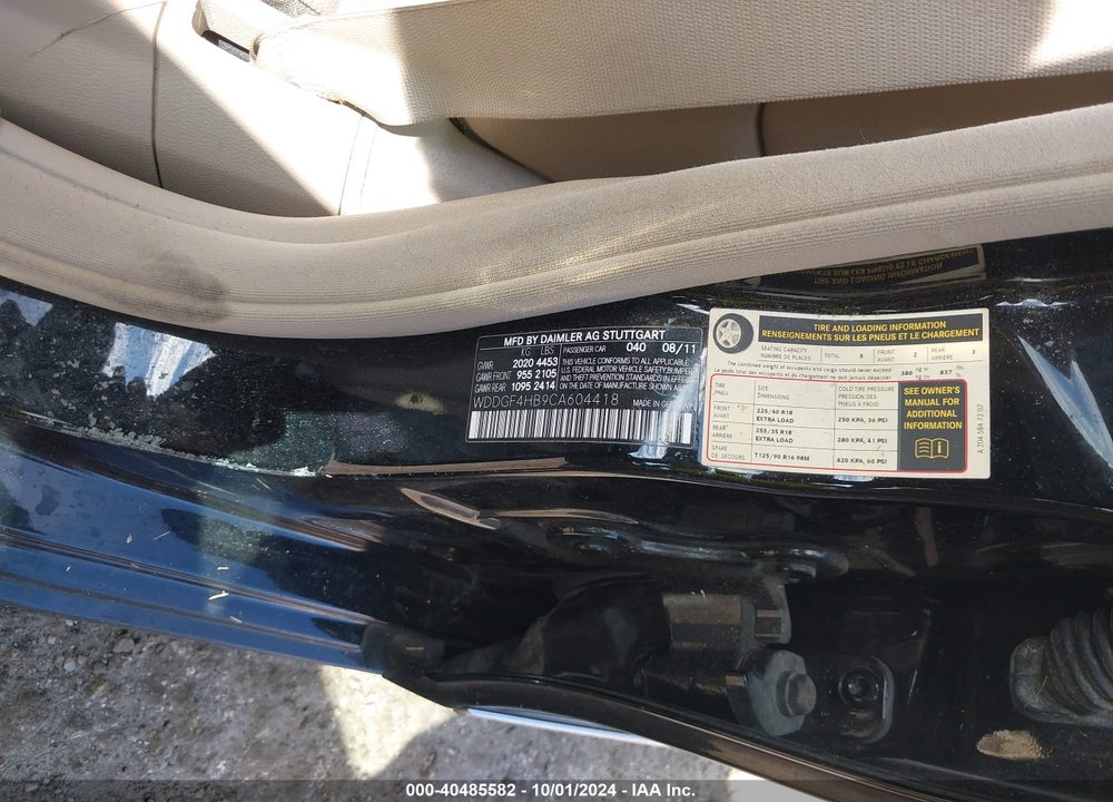 2012 MERCEDES-BENZ C 250 VIN: WDDGF4HB9CA604418