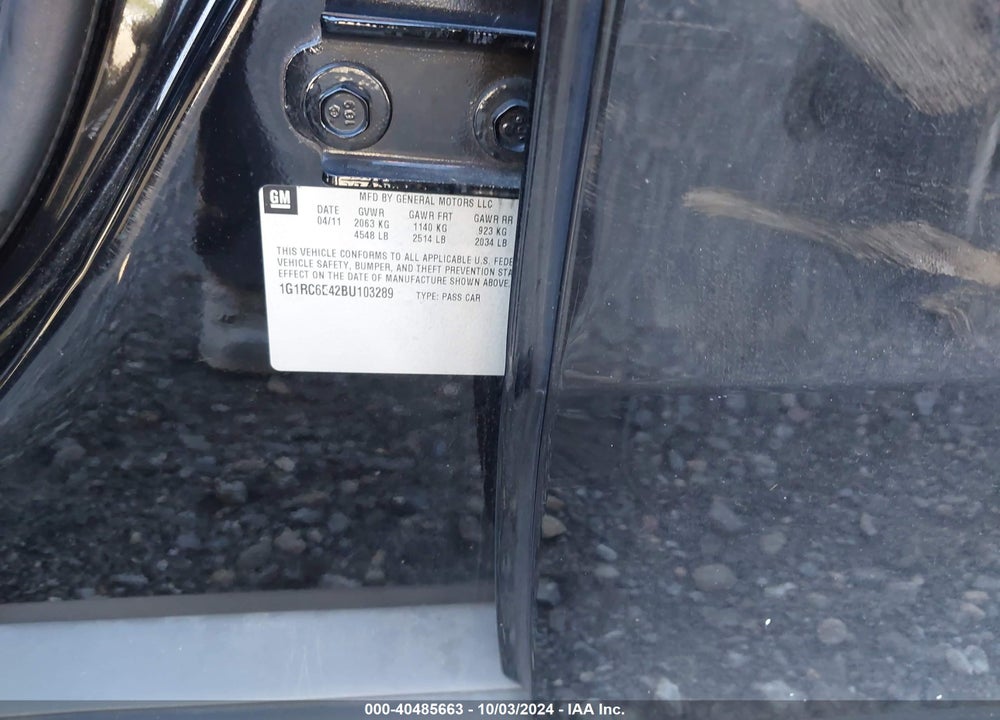 2011 CHEVROLET VOLT VIN: 1G1RC6E42BU103289