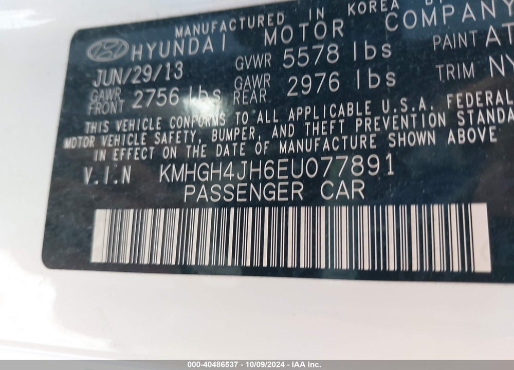2014 HYUNDAI EQUUS ULTIMATE VIN: KMHGH4JH6EU077891