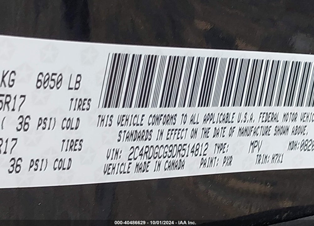 2013 DODGE GRAND CARAVAN SXT VIN: 2C4RDGCG9DR514812