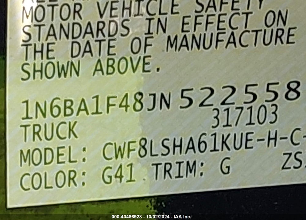 2018 NISSAN TITAN VIN: 1N6BA1F48JN522558