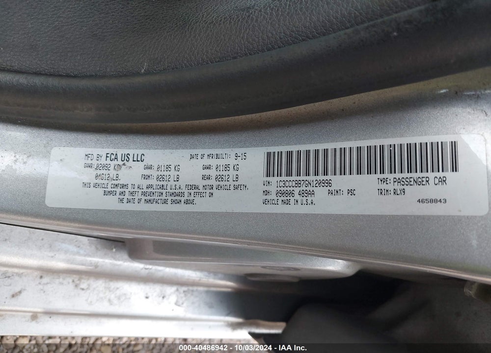 2016 CHRYSLER 200 VIN: 1C3CCCBB7GN120996