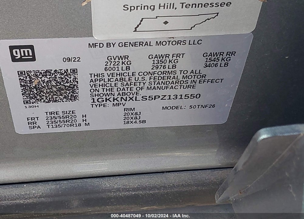 2023 GMC ACADIA AWD DENALI VIN: 1GKKNXLS5PZ131550