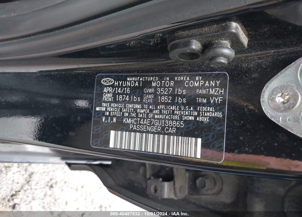 2016 HYUNDAI ACCENT SE VIN: KMHCT4AE7GU138865
