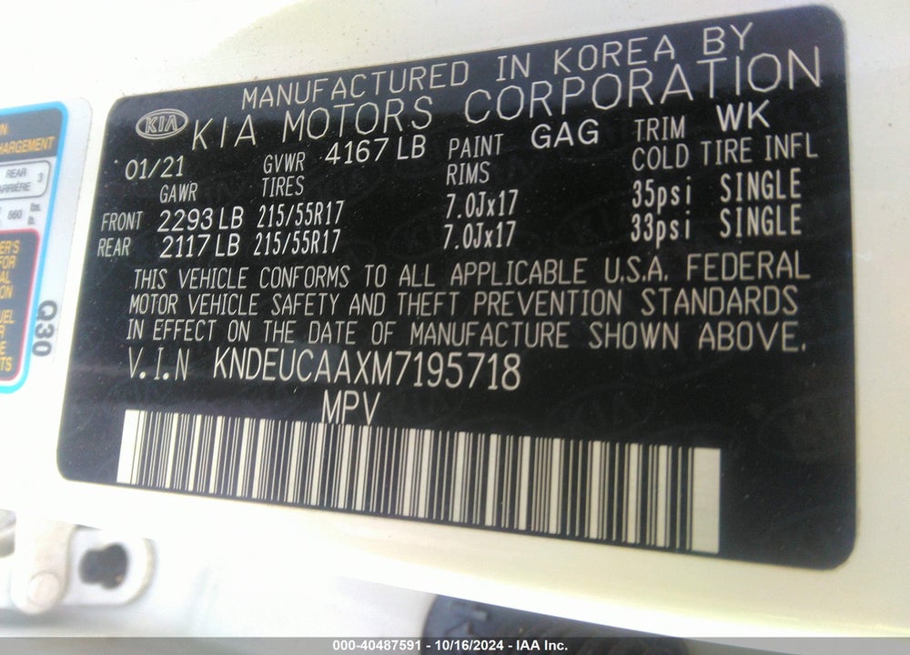 2021 KIA SELTOS S VIN: KNDEUCAAXM7195718