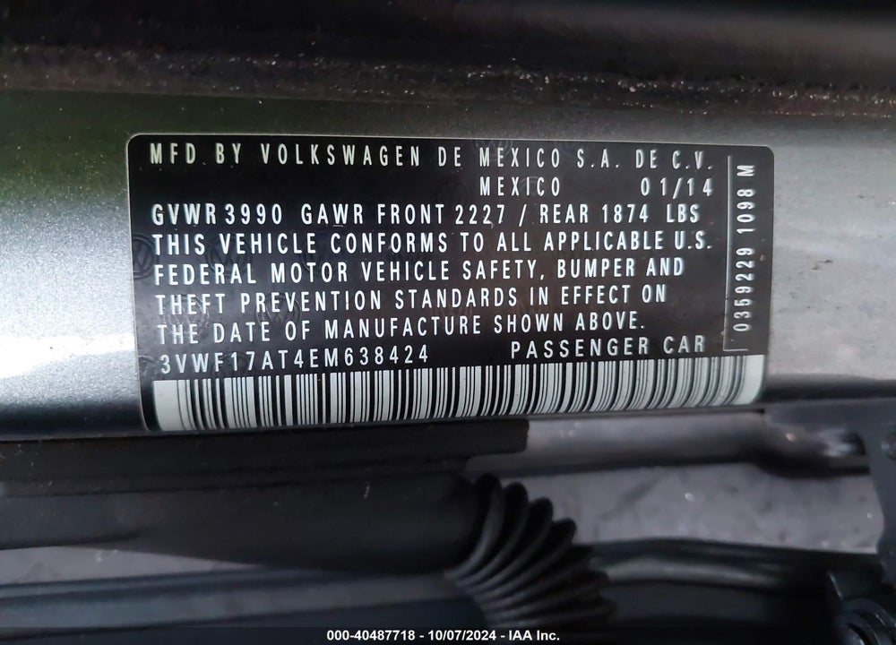 2014 VOLKSWAGEN BEETLE 1.8T ENTRY VIN: 3VWF17AT4EM638424