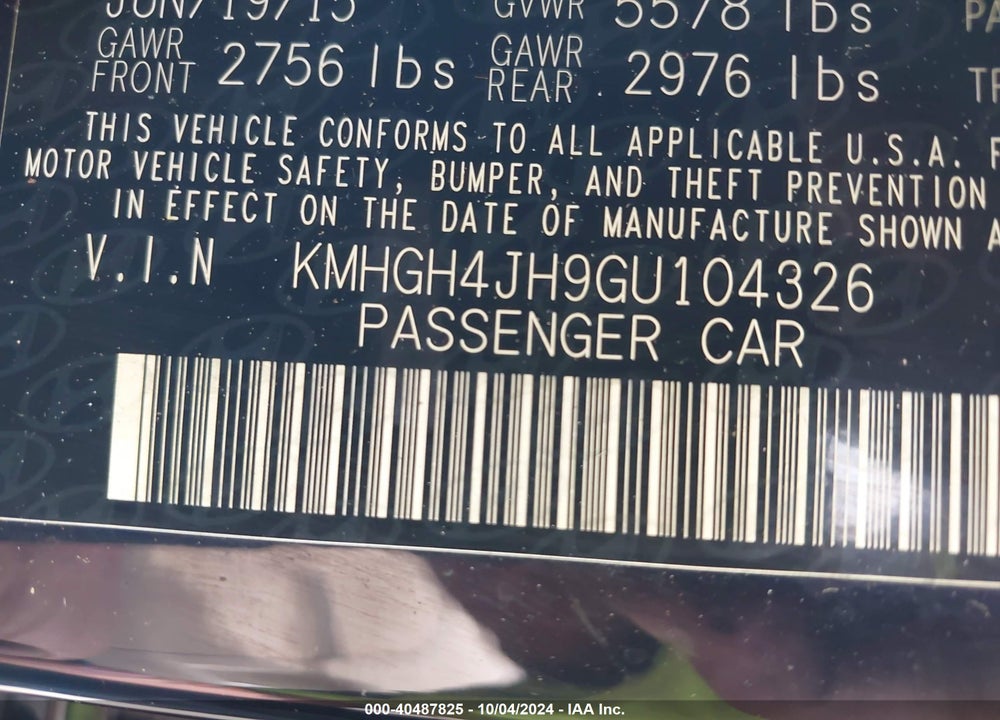2016 HYUNDAI EQUUS SIGNATURE VIN: KMHGH4JH9GU104326