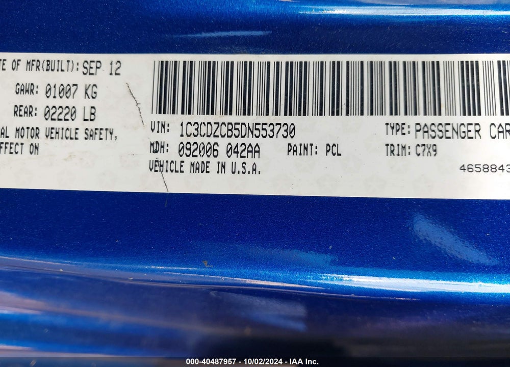 2013 DODGE AVENGER SXT VIN: 1C3CDZCB5DN553730