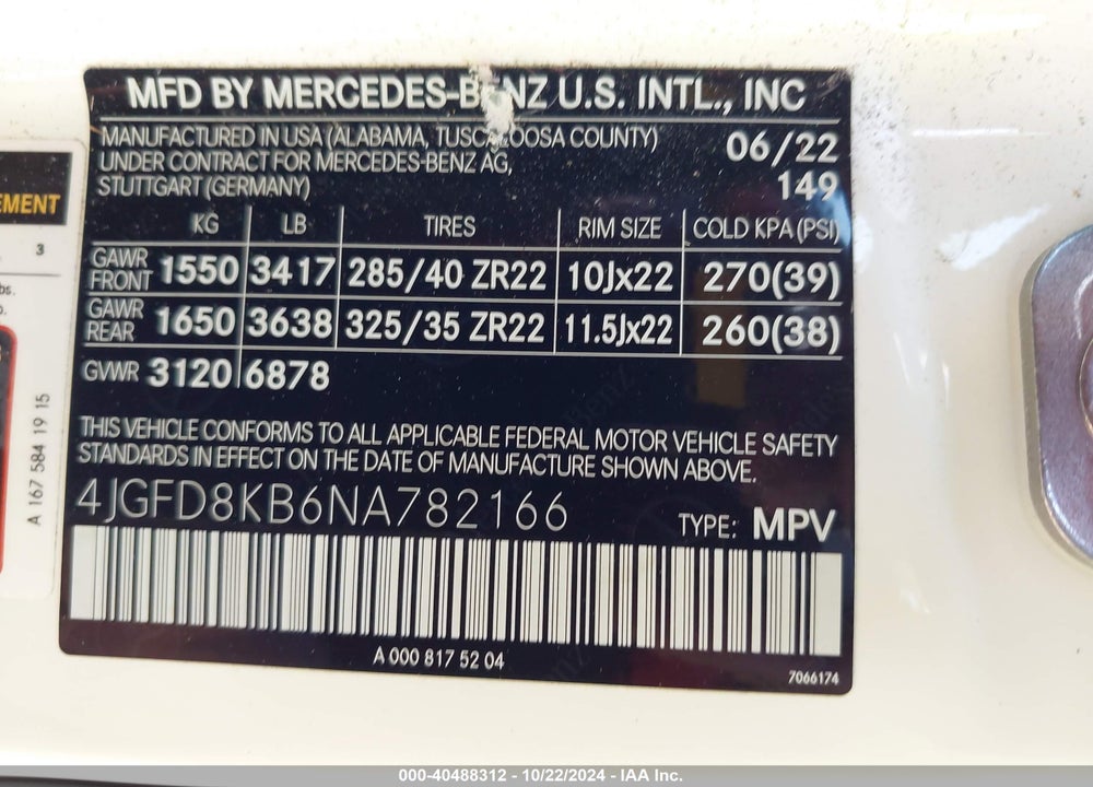 2022 MERCEDES-BENZ AMG GLE 63 COUPE S 4MATIC VIN: 4JGFD8KB6NA782166