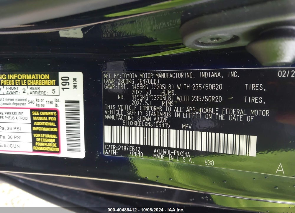 2022 TOYOTA SIENNA XSE VIN: 5TDXRKECXNS105815