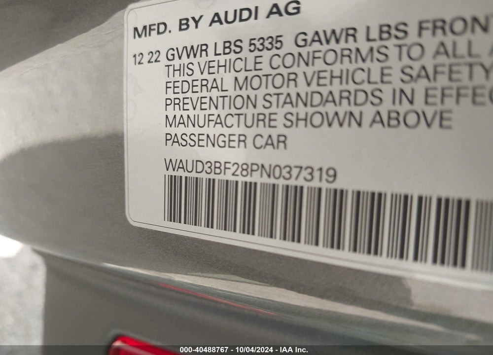2023 AUDI A6 SEDAN PREMIUM 45 TFSI QUATTRO S TRONIC VIN: WAUD3BF28PN037319