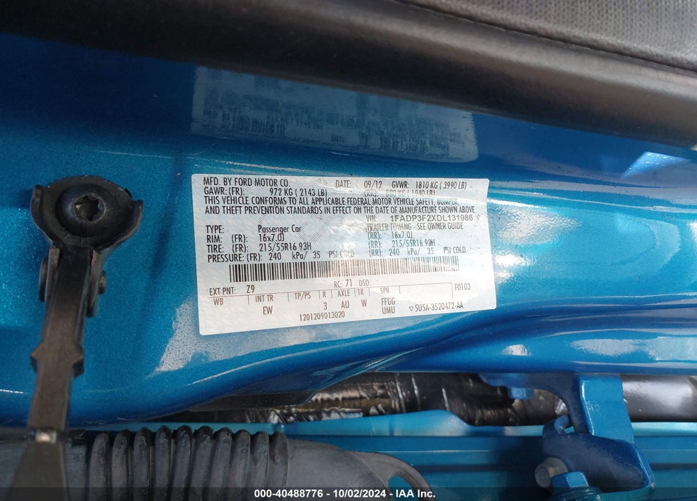 2013 FORD FOCUS SE VIN: 1FADP3F2XDL131986