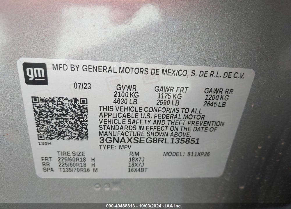 2024 CHEVROLET EQUINOX AWD LS VIN: 3GNAXSEG8RL135851