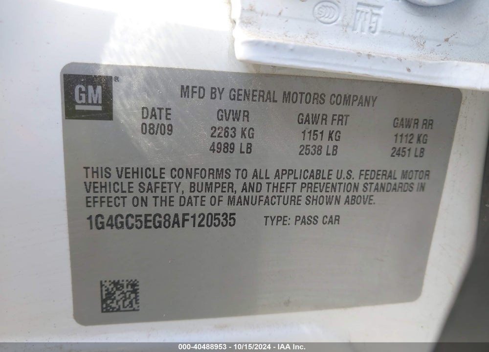 2010 BUICK LACROSSE CXL VIN: 1G4GC5EG8AF120535