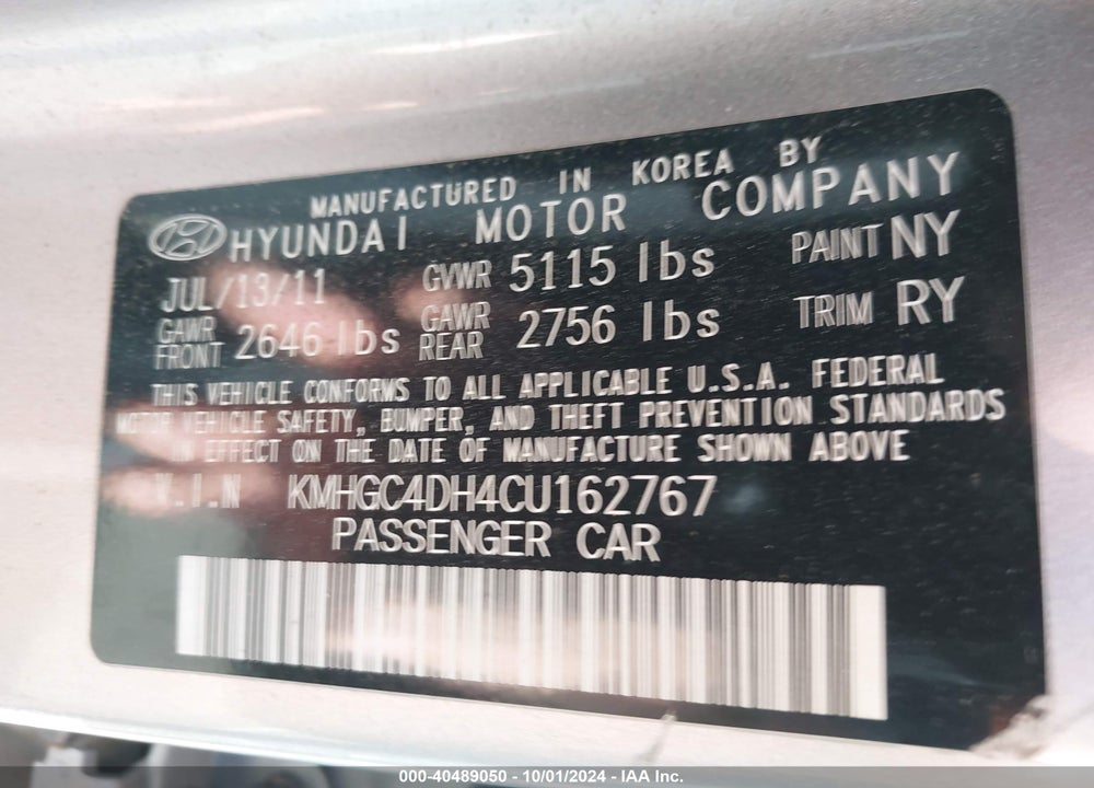 2012 HYUNDAI GENESIS 5.0 R-SPEC VIN: KMHGC4DH4CU162767