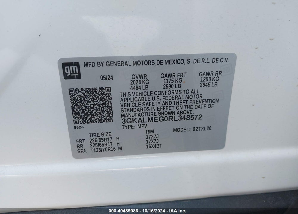2024 GMC TERRAIN VIN: 3GKALMEG0RL348572
