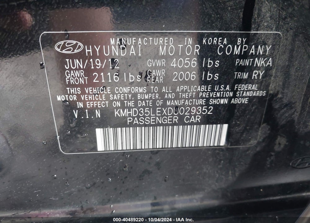 2013 HYUNDAI ELANTRA GT VIN: KMHD35LEXDU029352