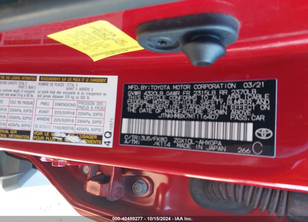 2021 TOYOTA C-HR XLE VIN: JTNKHMBX7M1116407