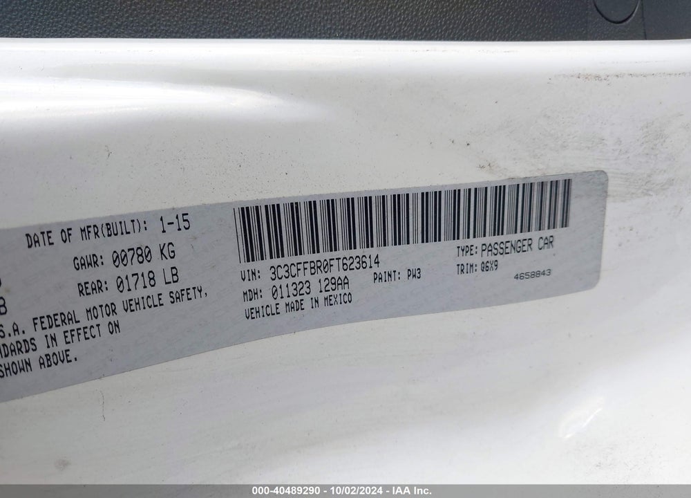 2015 FIAT 500 SPORT VIN: 3C3CFFBR0FT623614